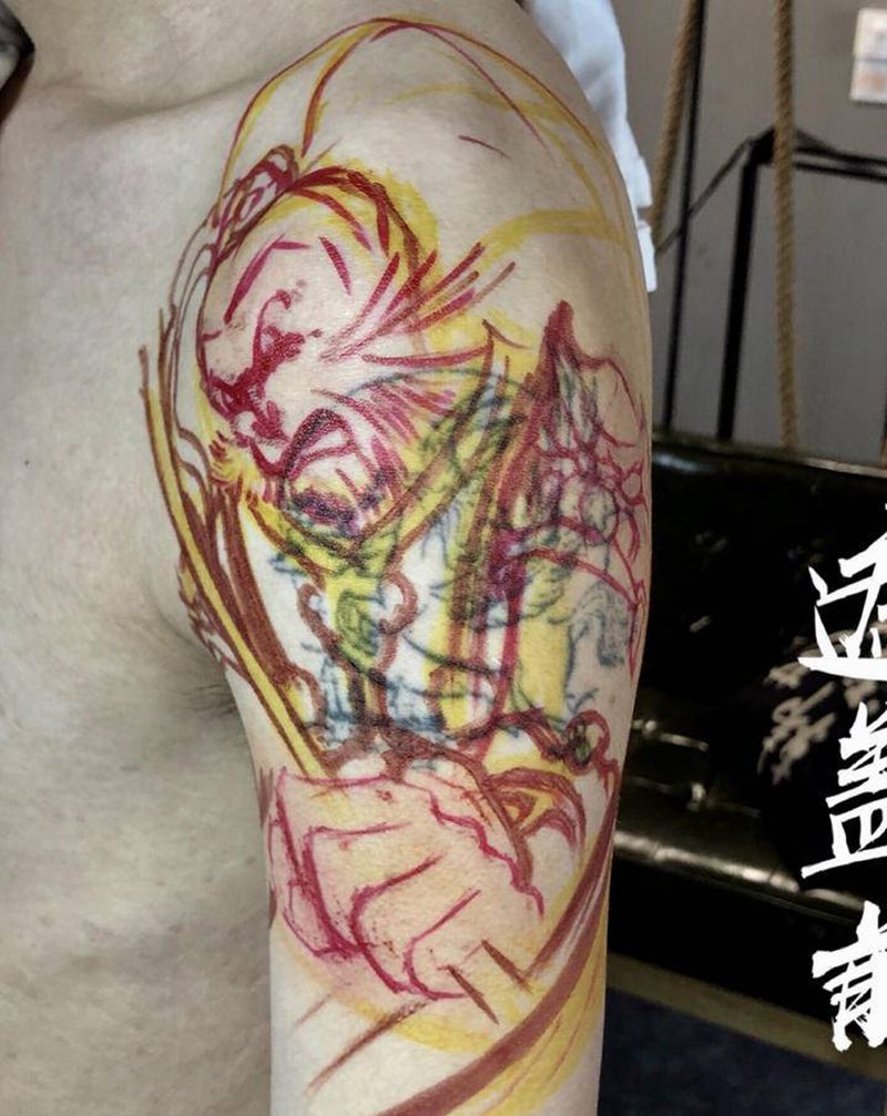 悟空#遮盖前后纹身图片_手臂手部老传统新传统纹身图案