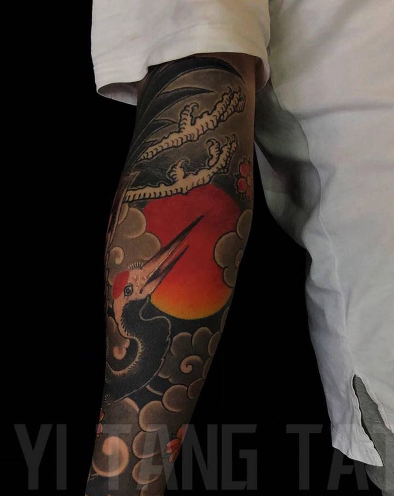 鹤纹身图片_手臂手部纹身图案