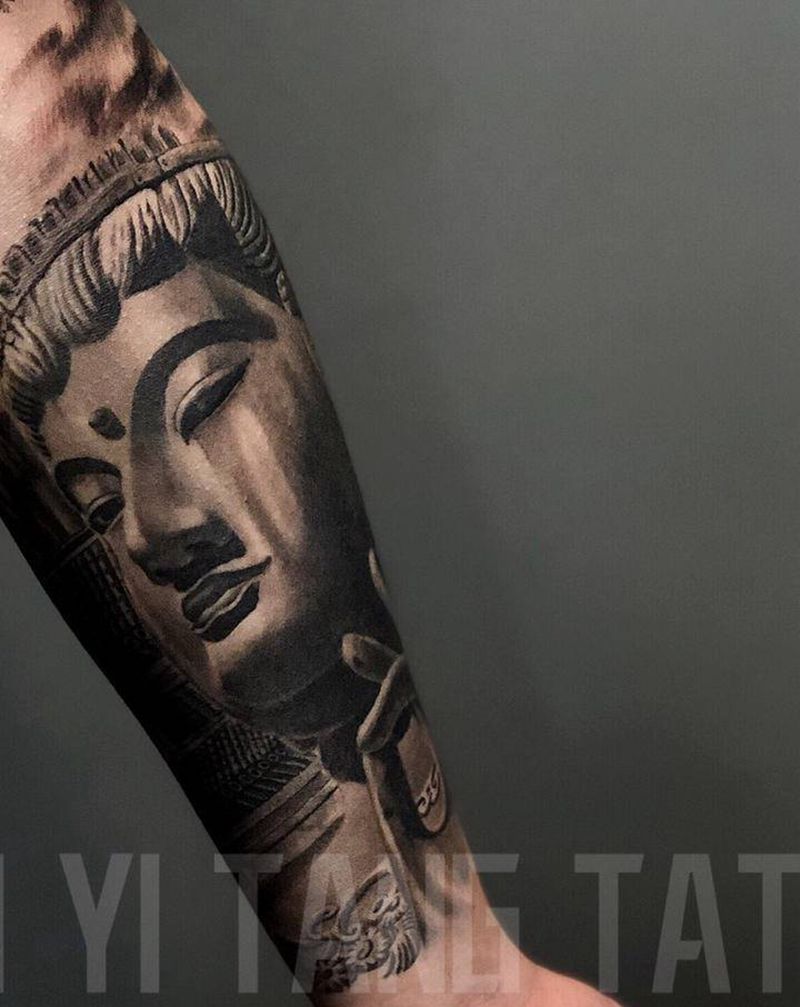 佛纹身图片_手臂手部老传统新传统纹身图案