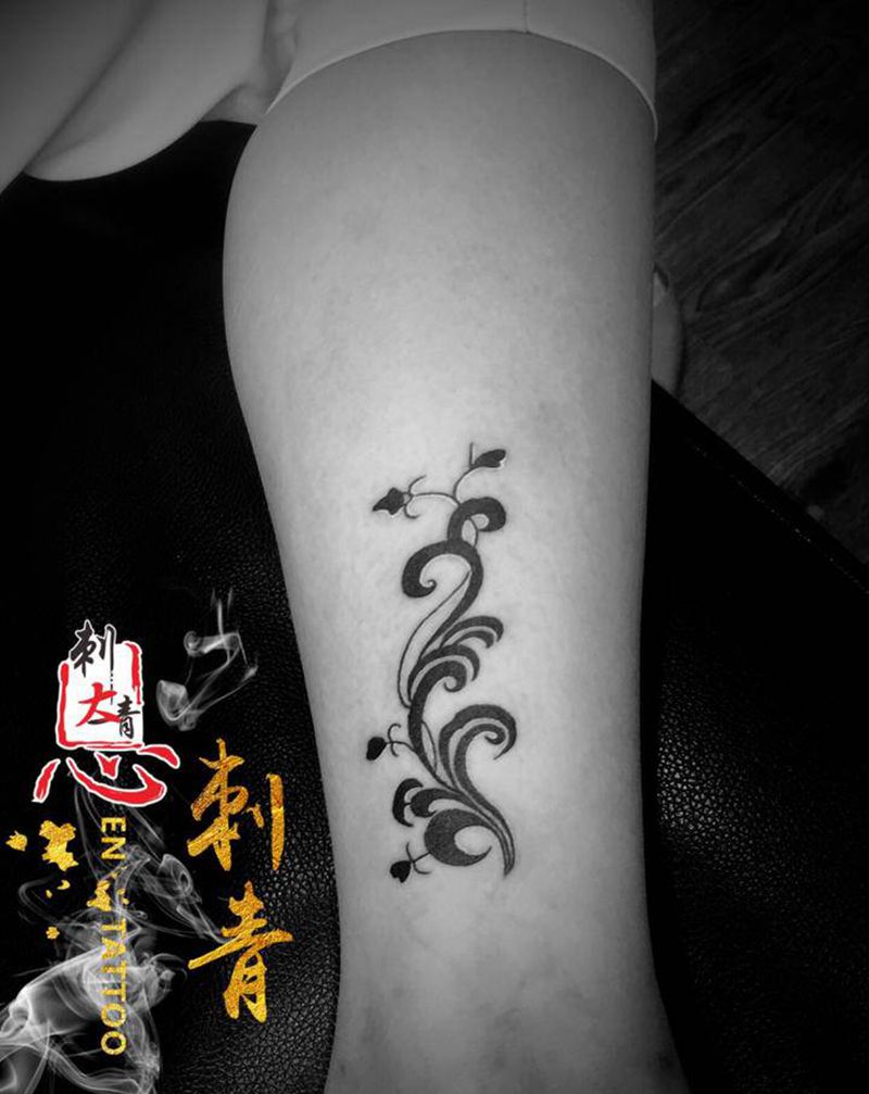 图腾小清新纹身图片_腿部纹身图案