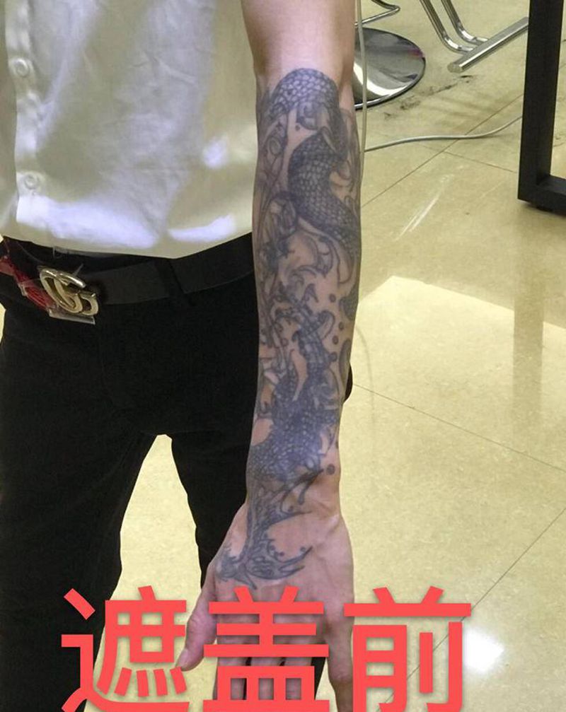 遮盖、未完成纹身图片_手臂新传统纹身图案