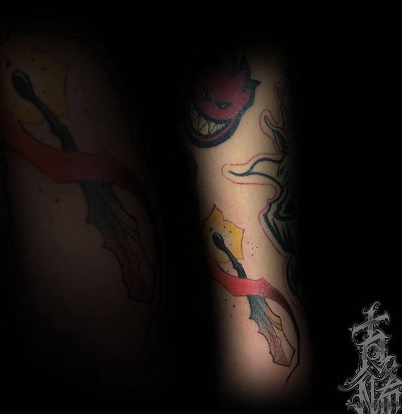 火柴纹身图片_手臂手部New School纹身图案