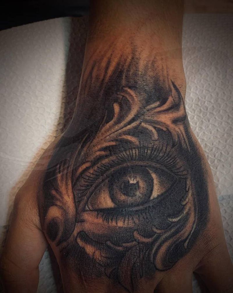 眼纹身图片_手部纹身图案