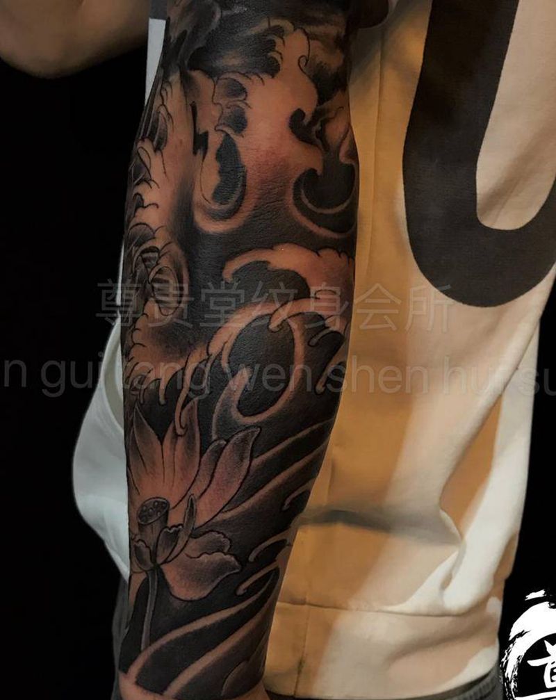 水浪纹身图片_老传统纹身图案