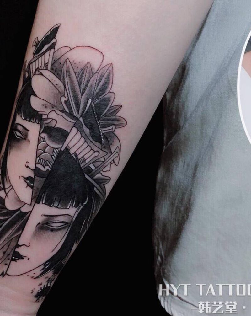 面具纹身图片_手臂手部纹身图案