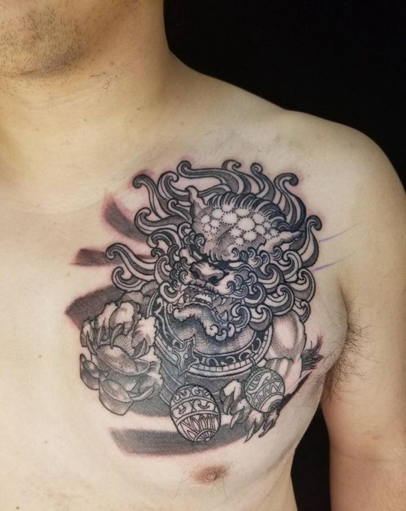 唐狮纹身图片_老传统纹身图案