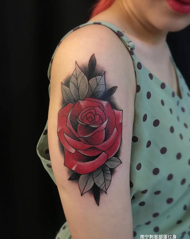 玫瑰纹身图片_手臂纹身图案