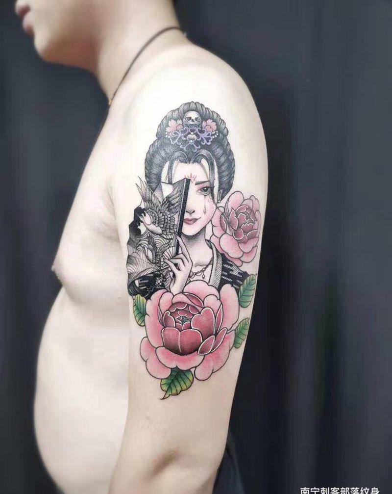 艺妓纹身纹身图片_手臂新传统纹身图案