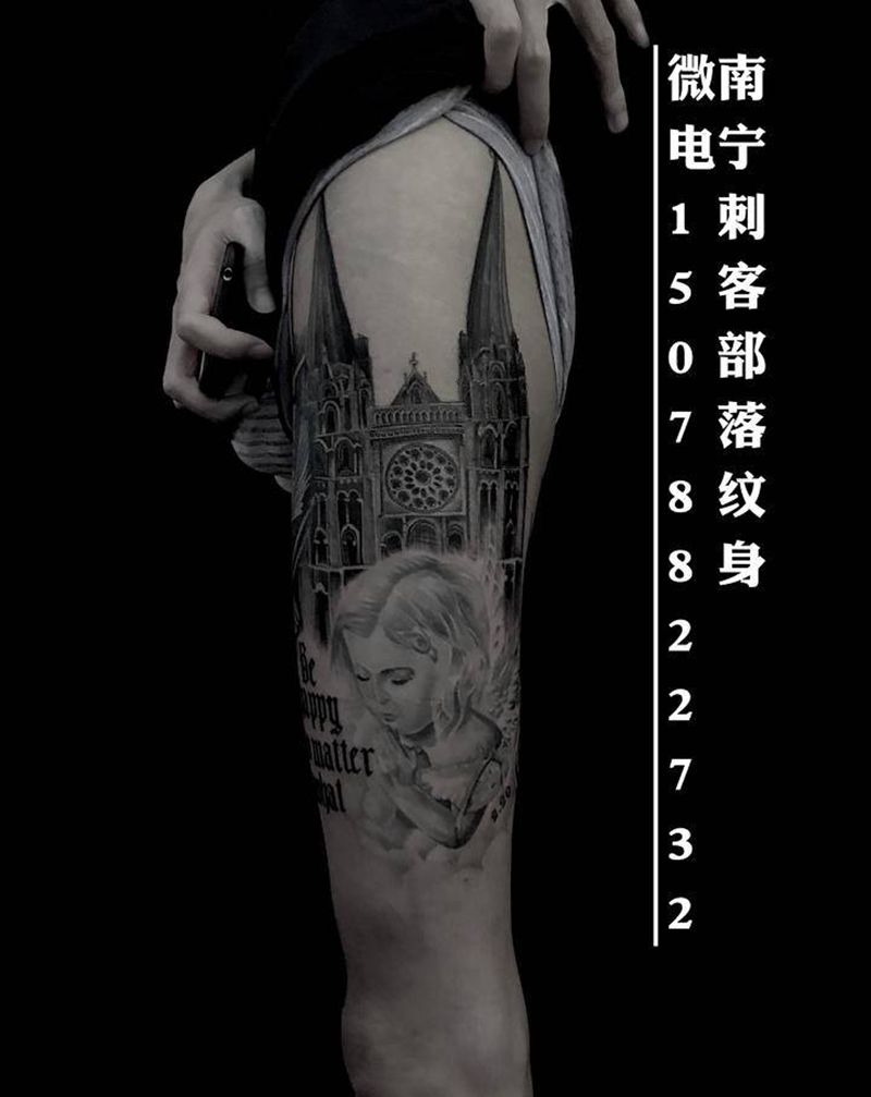 欧美写实纹身纹身图片_腿部欧美写实纹身图案