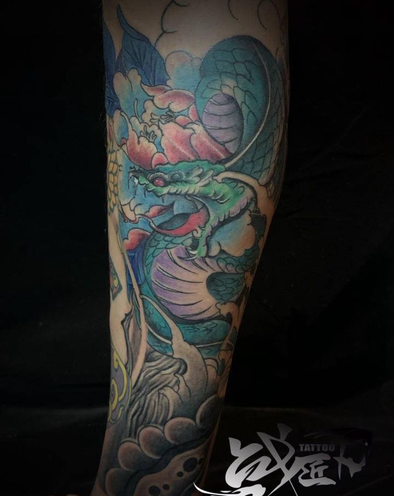 蛇纹身图片_脚部新传统老传统纹身图案