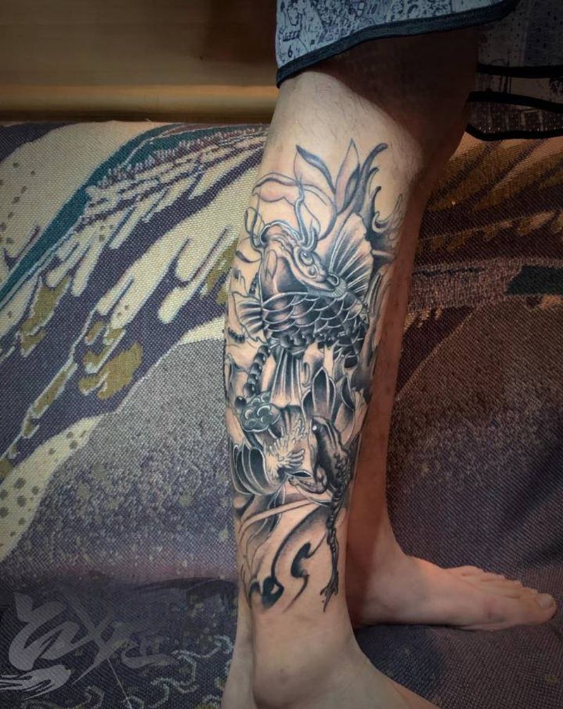 鱼纹身图片_脚部纹身图案