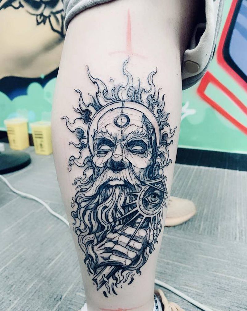 欧美纹身图片_腿部几何纹身图案