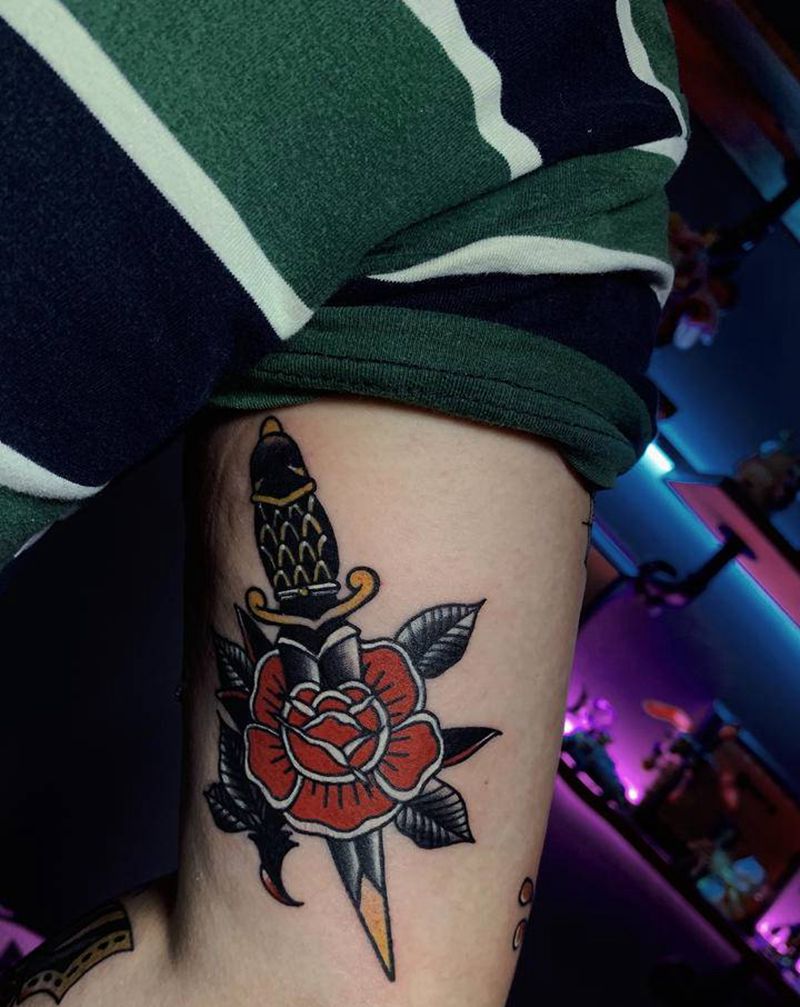 school花臂拼接纹身图片_手臂Old School纹身图案