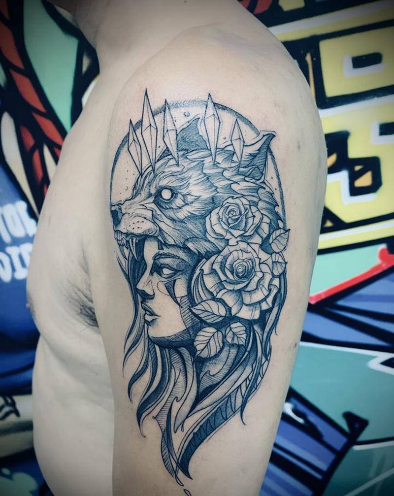 欧美纹身图片_手臂几何点刺纹身图案