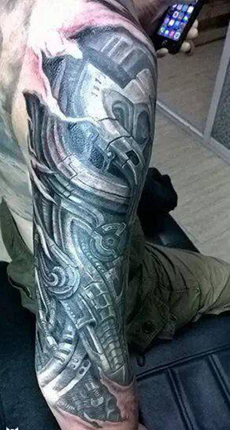 机器人纹身图片_手臂欧美写实纹身图案