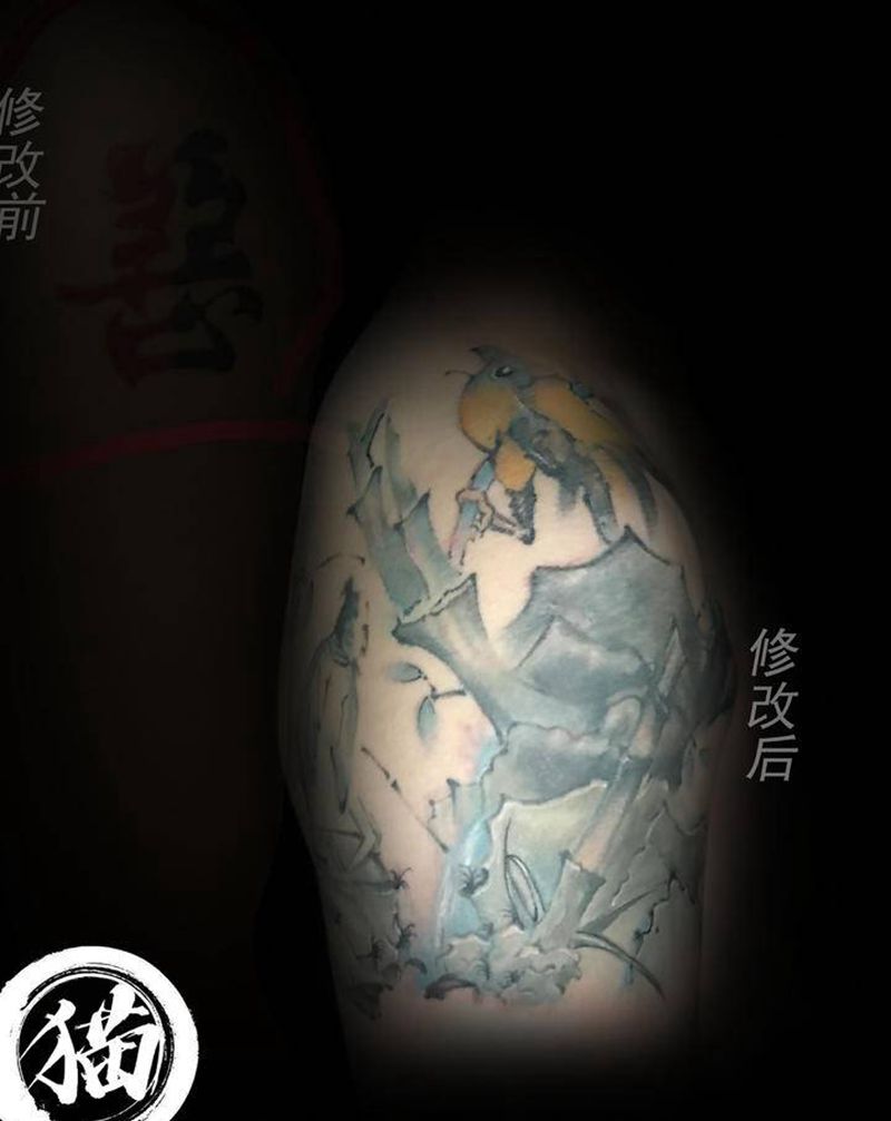 竹子遮盖（未完成）纹身图片_手臂遮盖纹身图案