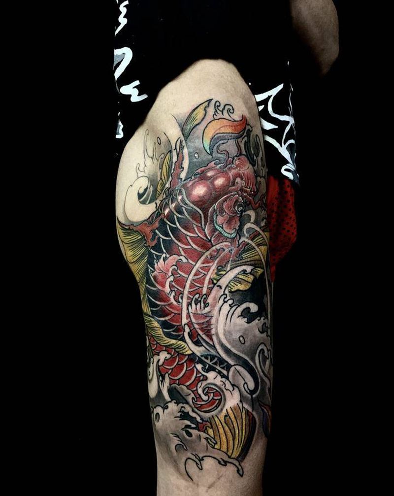 遮盖胎记纹身图片_腿部新传统纹身图案