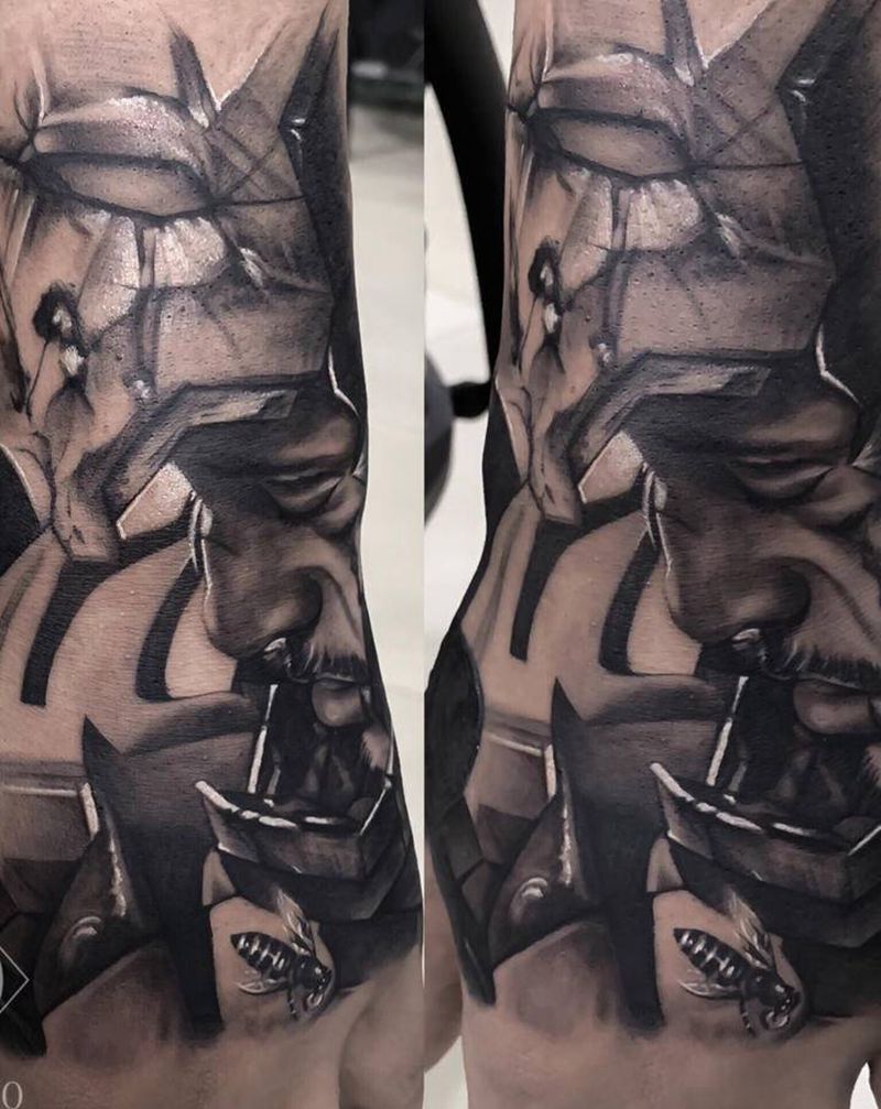 战损钢铁侠纹身图片_手臂手部欧美写实纹身图案