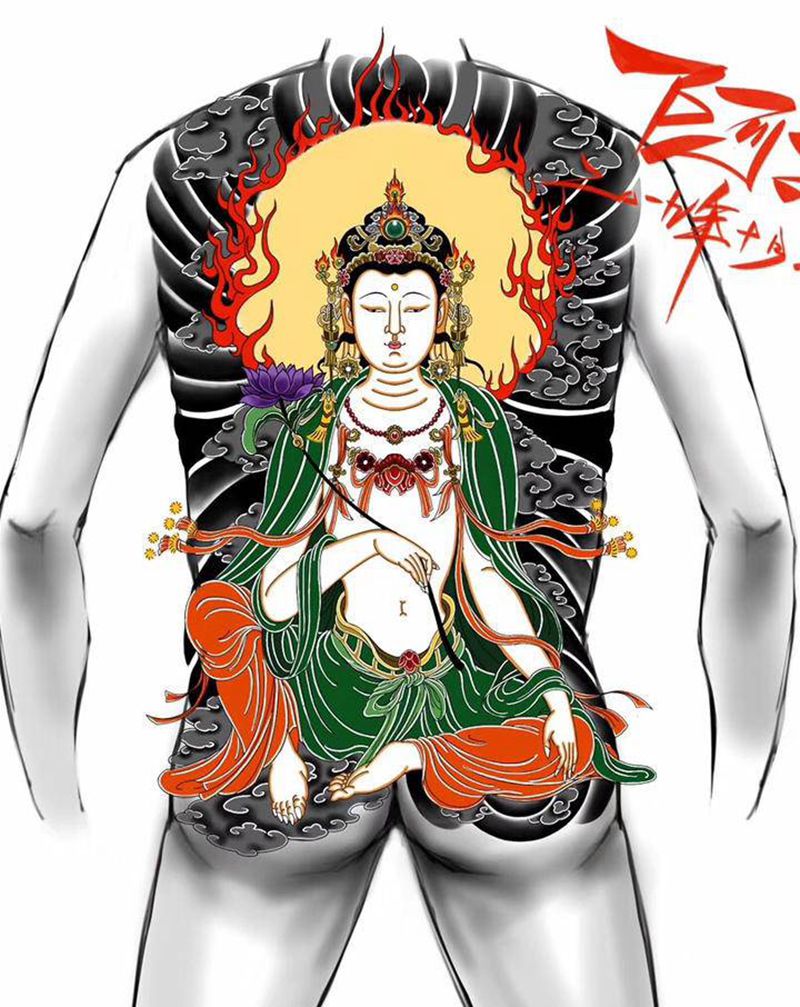 老老传统满背纹身图片_老传统纹身图案