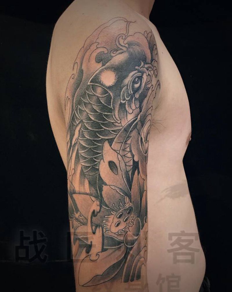 鲤鱼纹身图片_手臂纹身图案