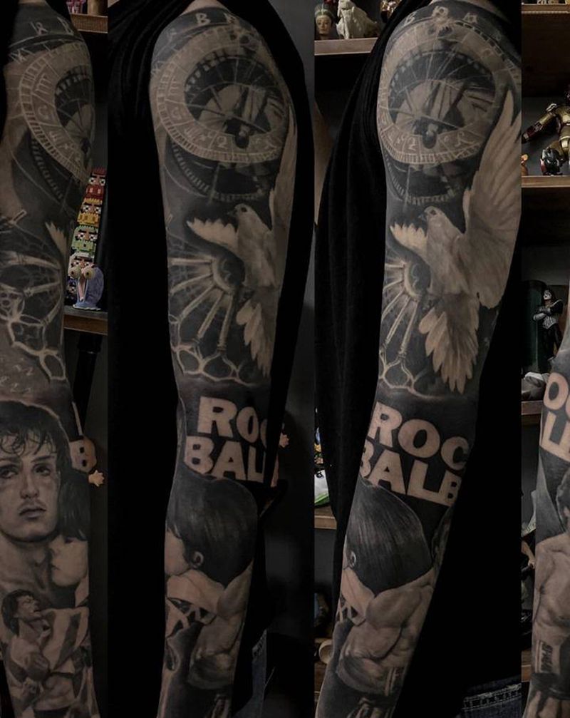 欧美整臂纹身图片_手臂手部欧美写实纹身图案