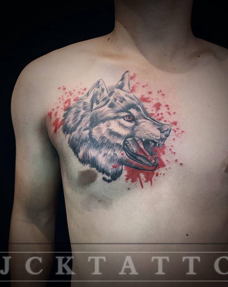 《浴血狼》纹身图片_胸部纹身图案