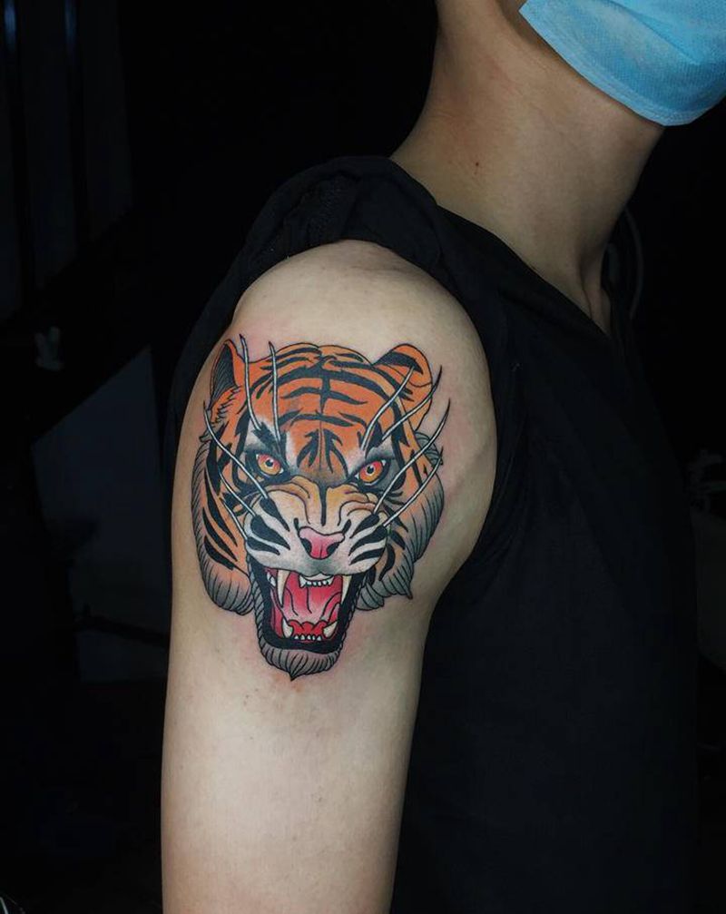 虎纹身图片_手臂手部New SchoolOld School纹身图案