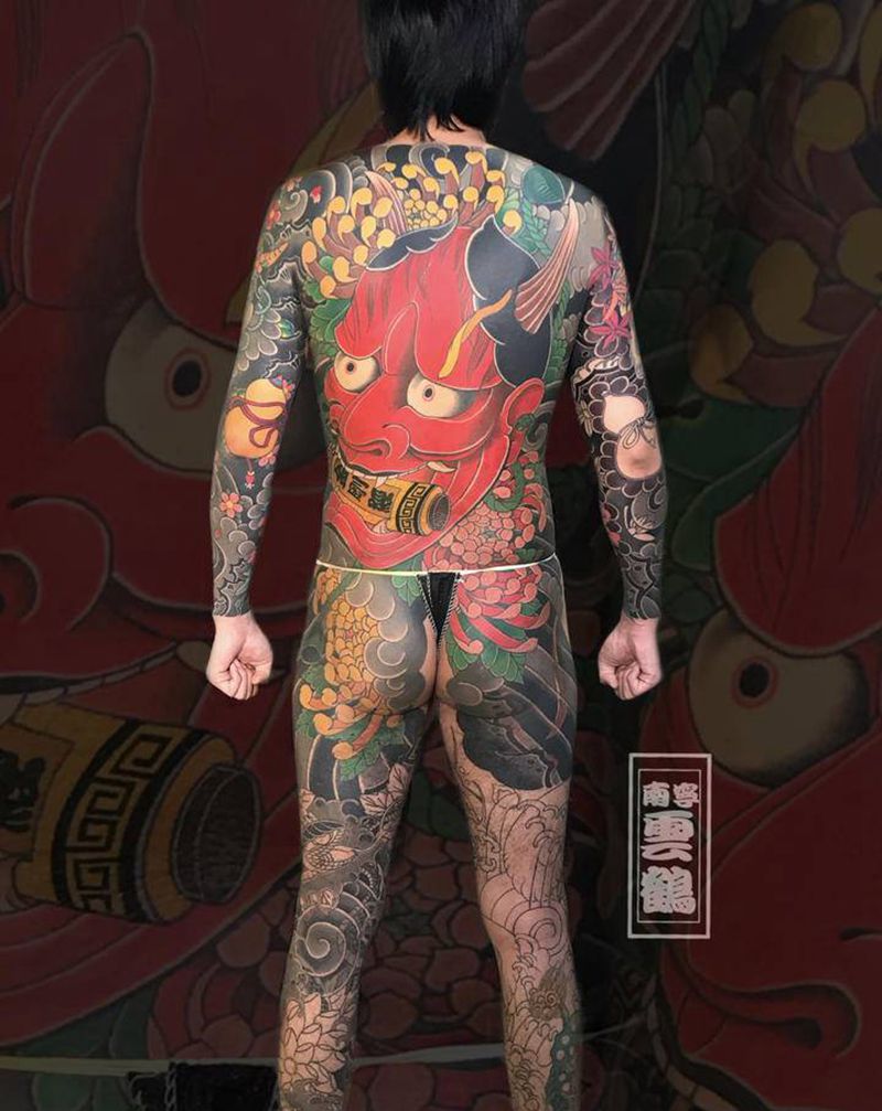 赤面般若纹身图片_背部腿部老传统新传统纹身图案