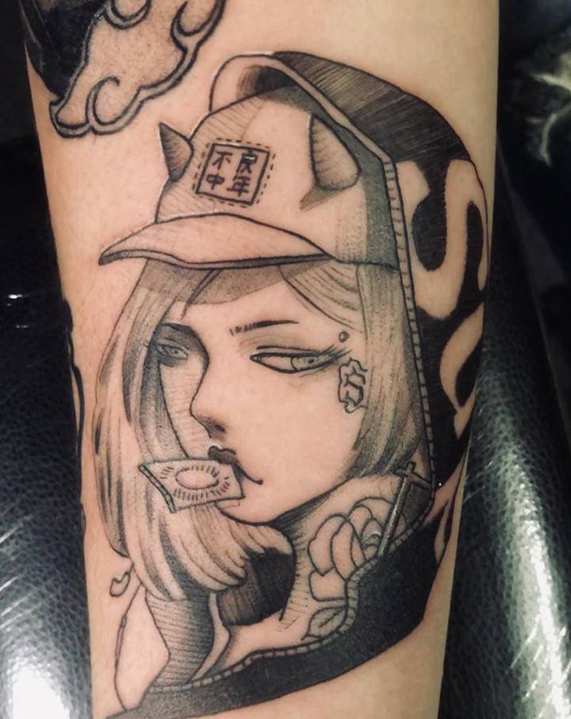 动漫风纹身图片_手臂新传统New School纹身图案