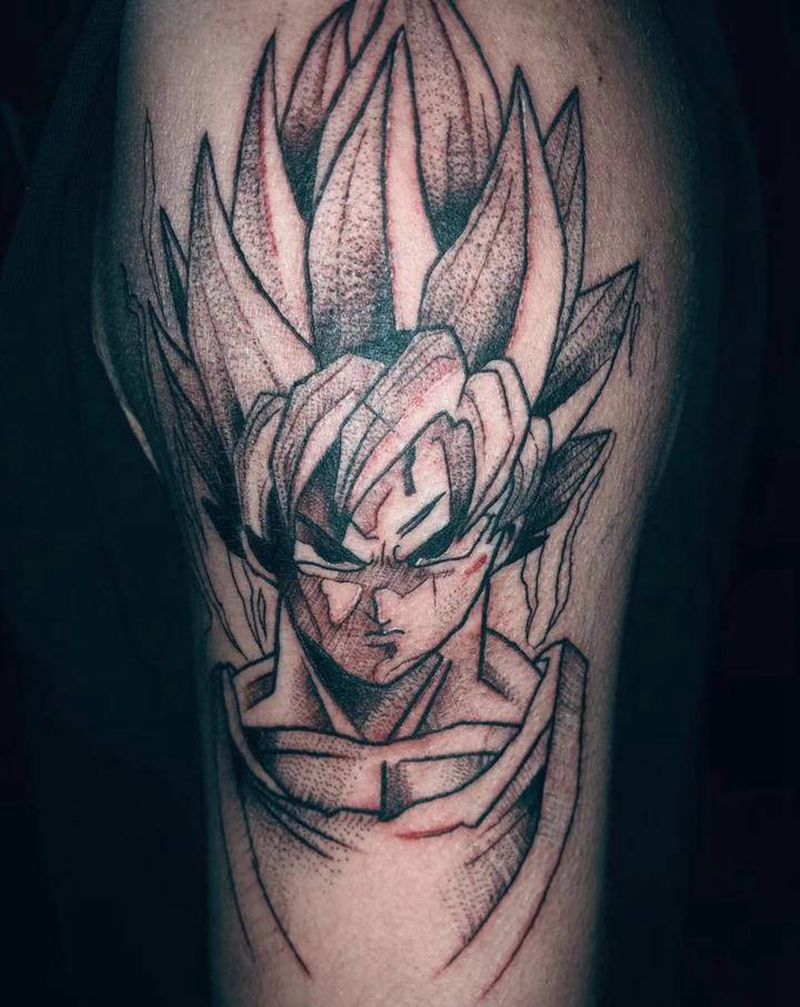 龙珠纹身图片_手臂点刺纹身图案