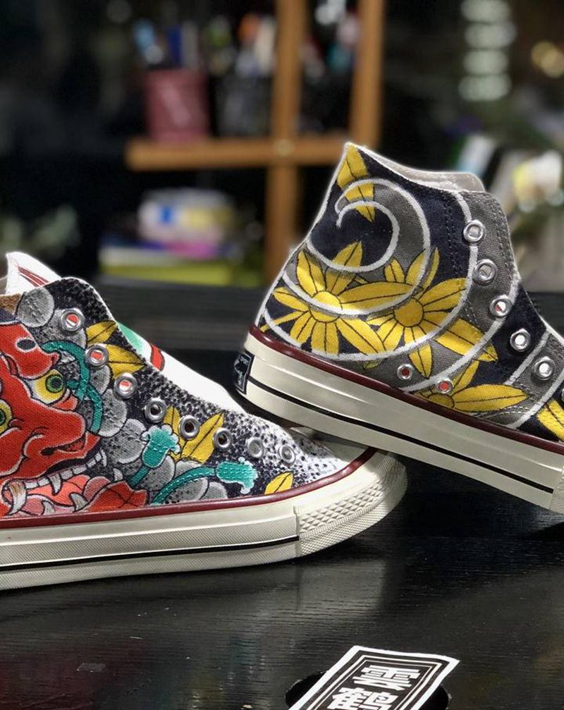 玩物纹身图片_腿部老传统纹身图案