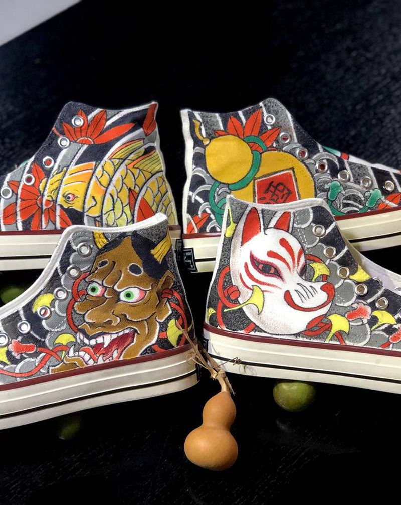 传统玩物纹身图片_脚部老传统纹身图案