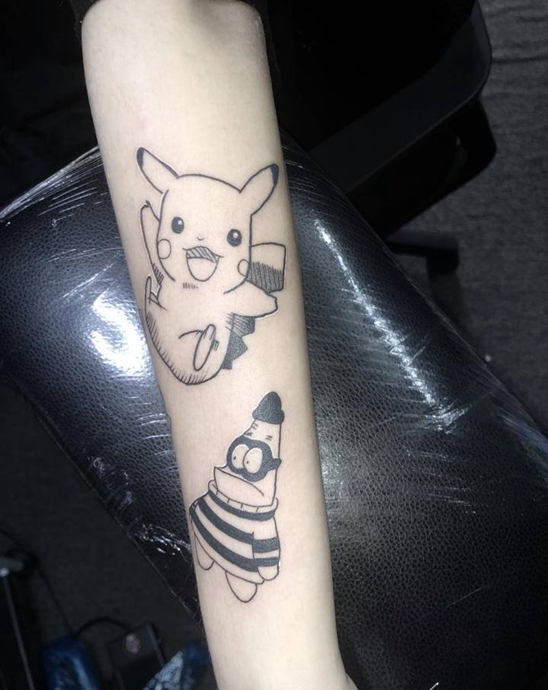 拼接纹身纹身图片_手臂手部New School纹身图案