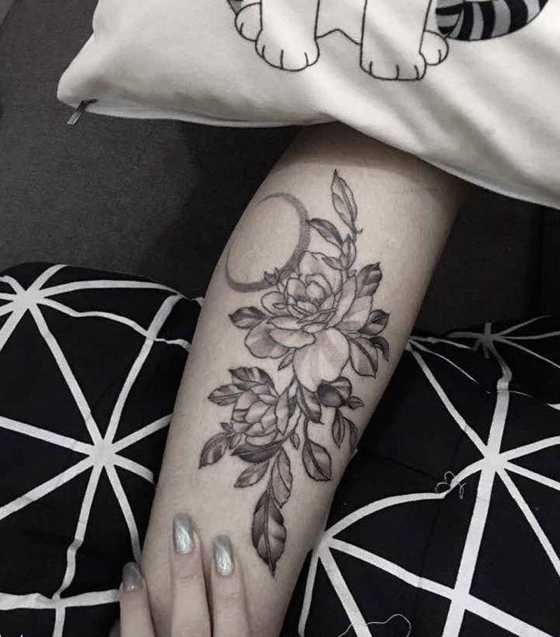 素花纹身纹身图片_脚部纹身图案