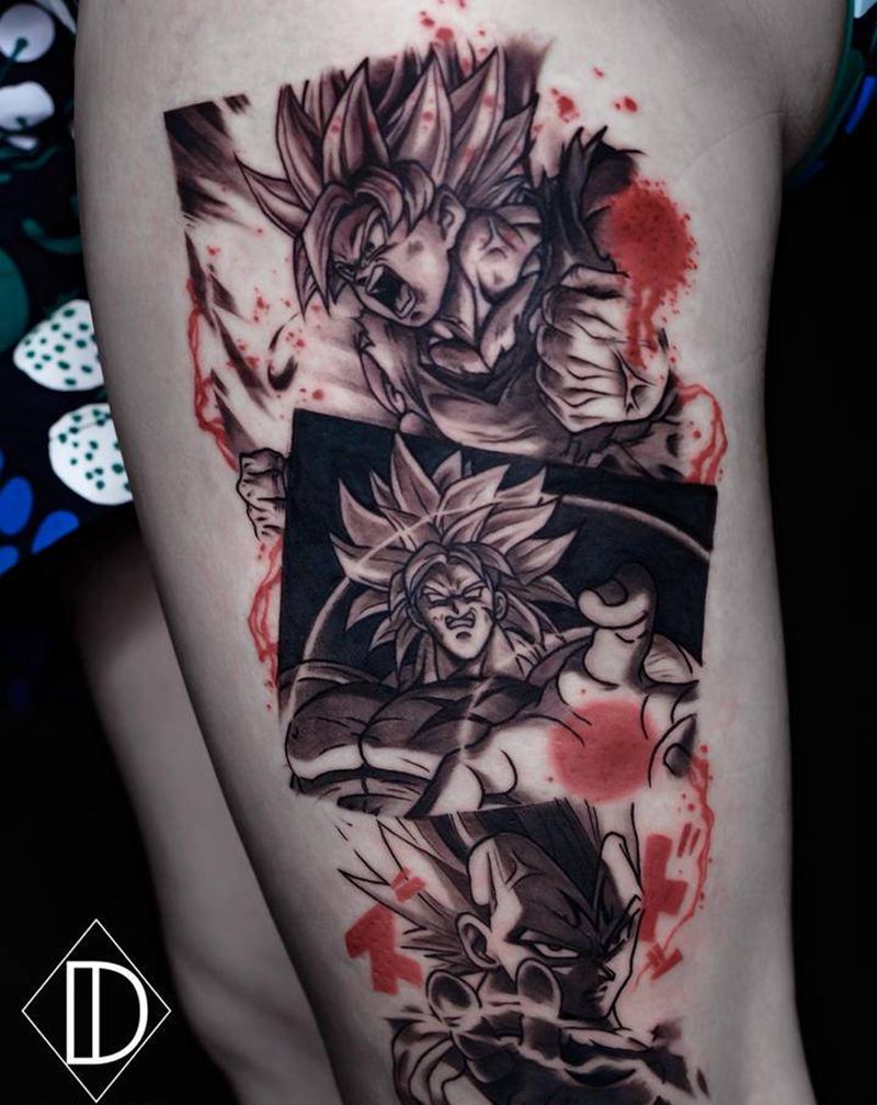 七龙珠纹身图片_腿部New School欧美写实纹身图案