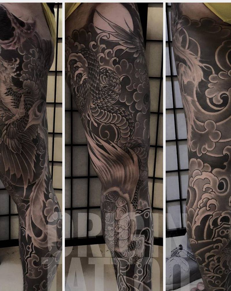 老传统纹身图片_腿部老传统纹身图案