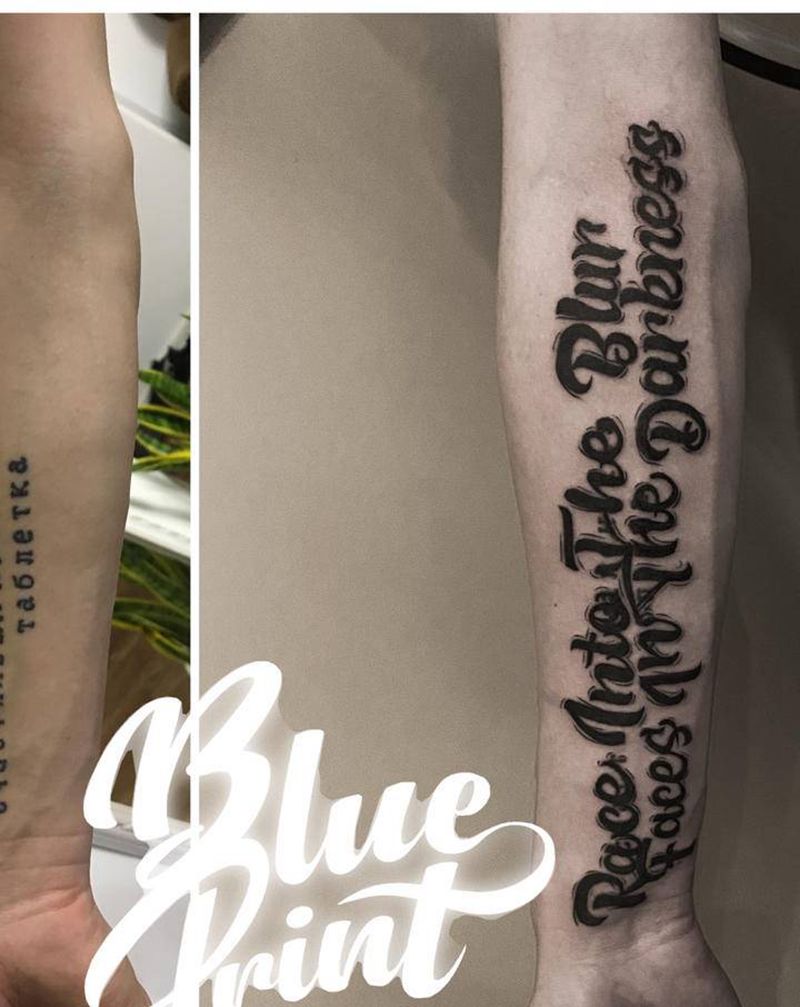 遮盖纹身图片_手臂花体字纹身图案