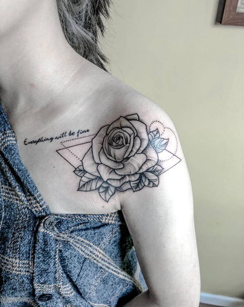 肩花纹身图片_肩部点刺纹身图案