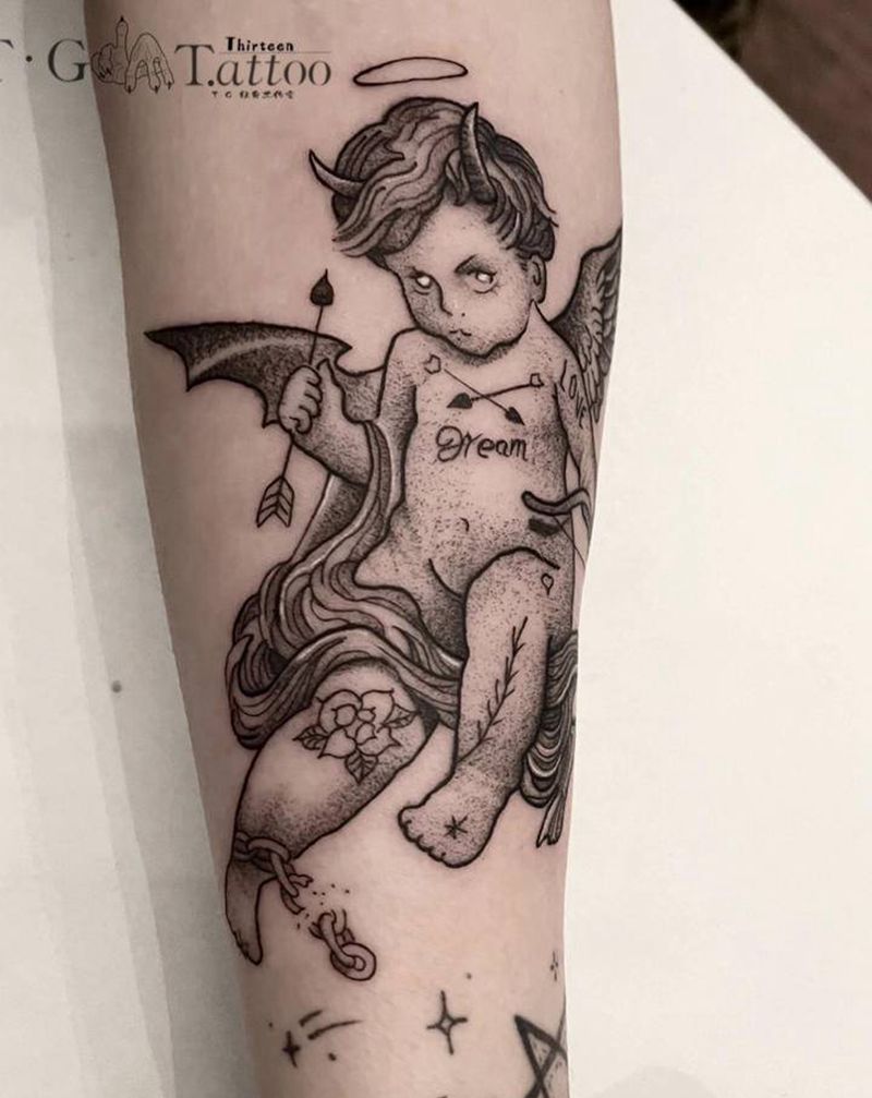 丘比特纹身纹身图片_手部点刺纹身图案