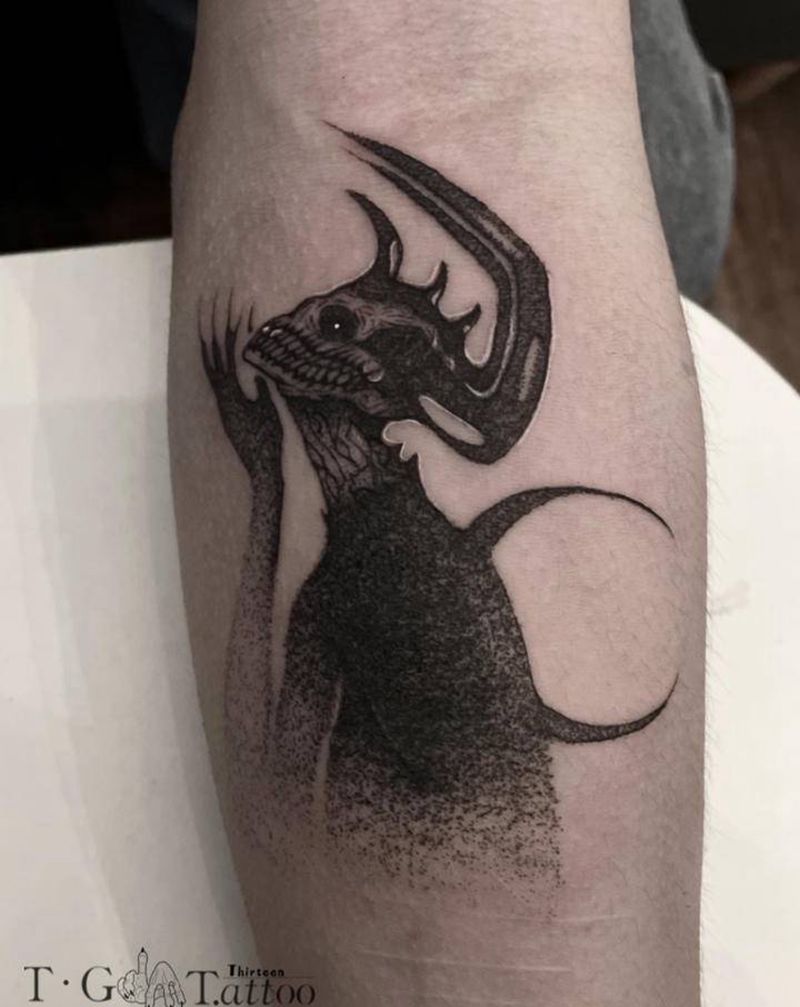 点刺 暗黑风纹身图片_手臂点刺纹身图案