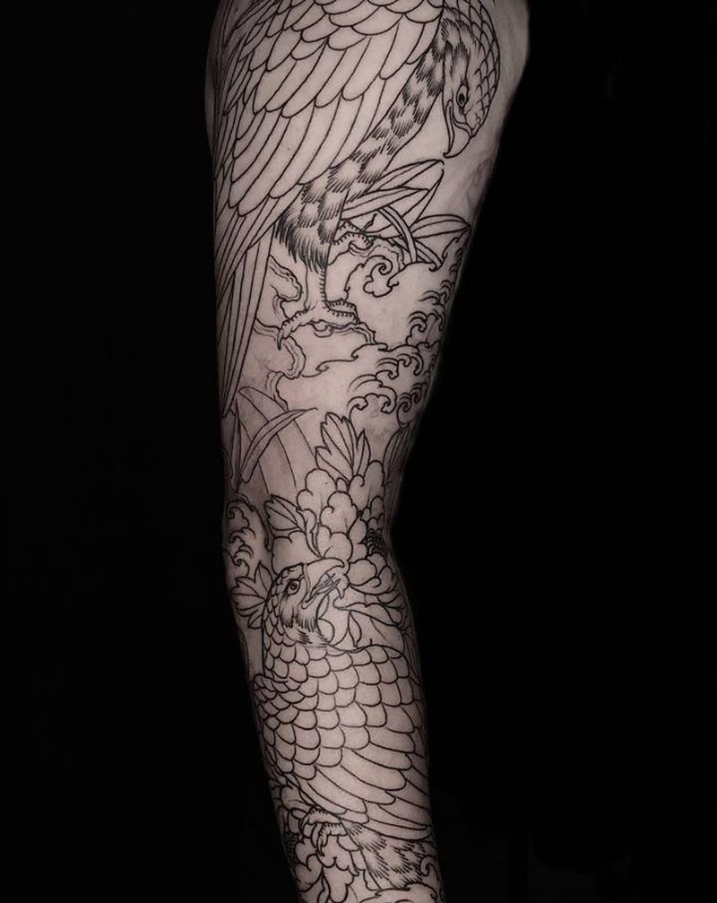 鹰花臂  第一集纹身图片_手臂新传统纹身图案