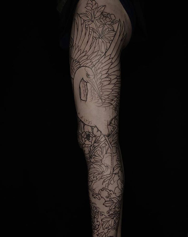 花腿第一集纹身图片_腿部新传统纹身图案