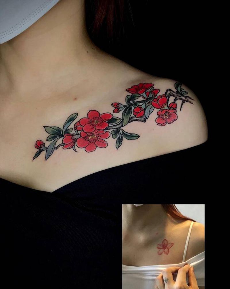 遮盖作品纹身图片_胸部新传统New School纹身图案