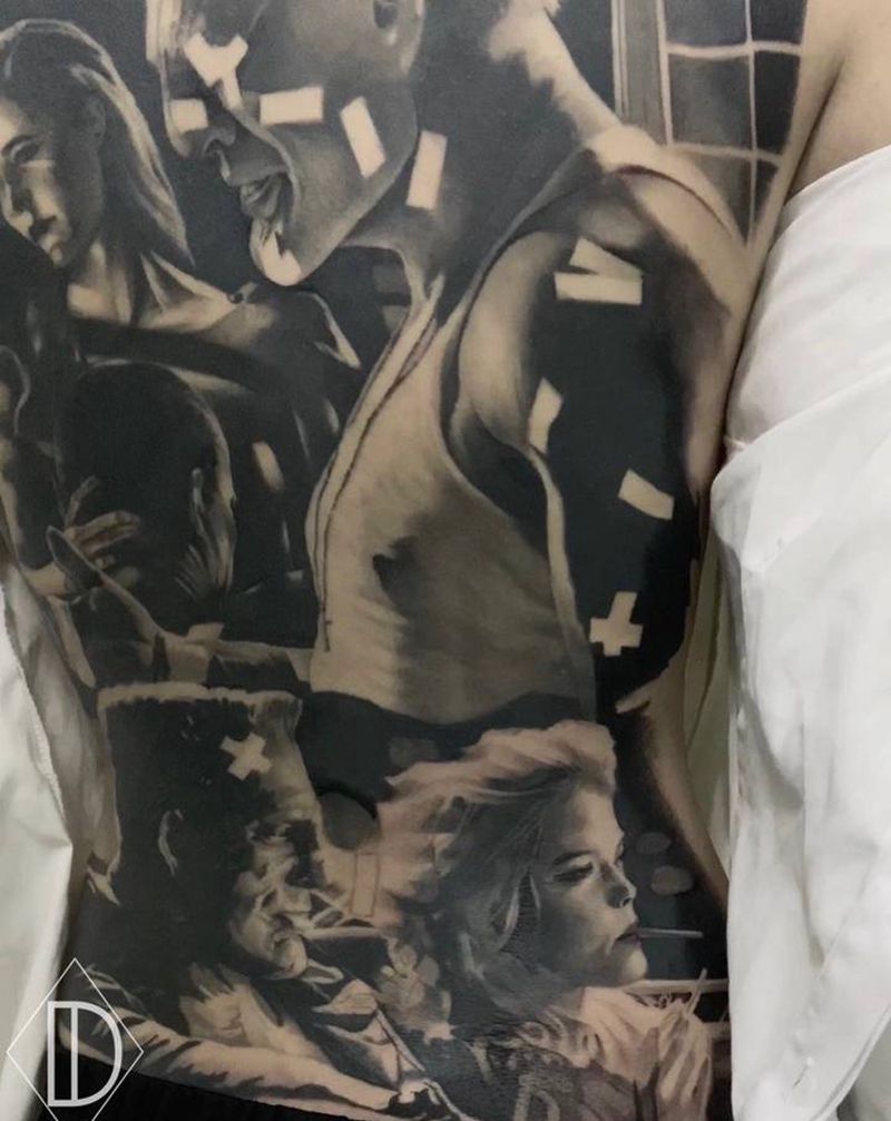 罪恶之城sincity纹身图片_背部欧美写实纹身图案