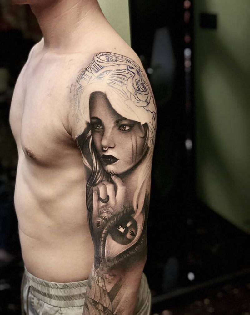 欧美写实肖像纹身图片_欧美写实纹身图案