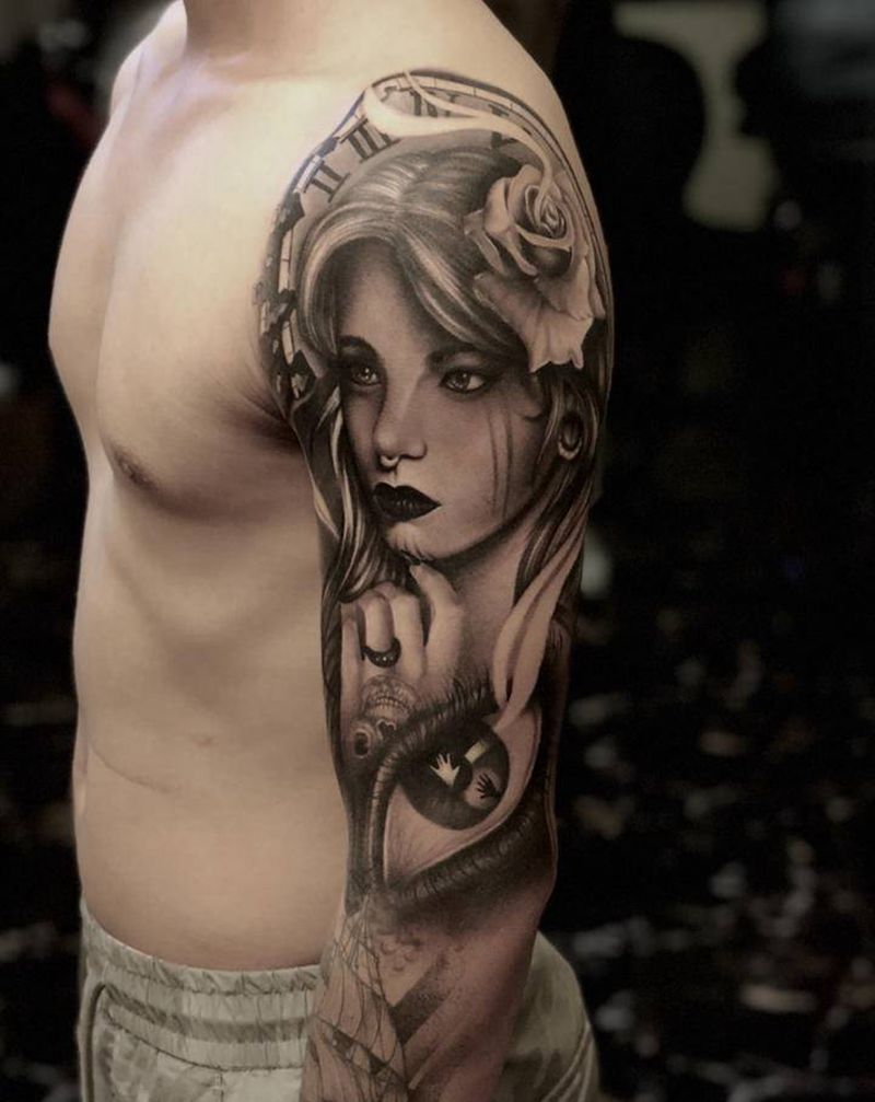 《欧美写实人物》纹身图片_手臂欧美写实纹身图案