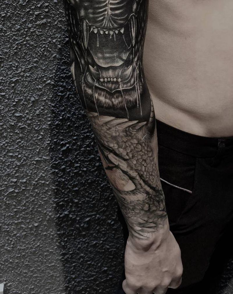 暴力遮盖未完待续纹身图片_手臂纹身图案