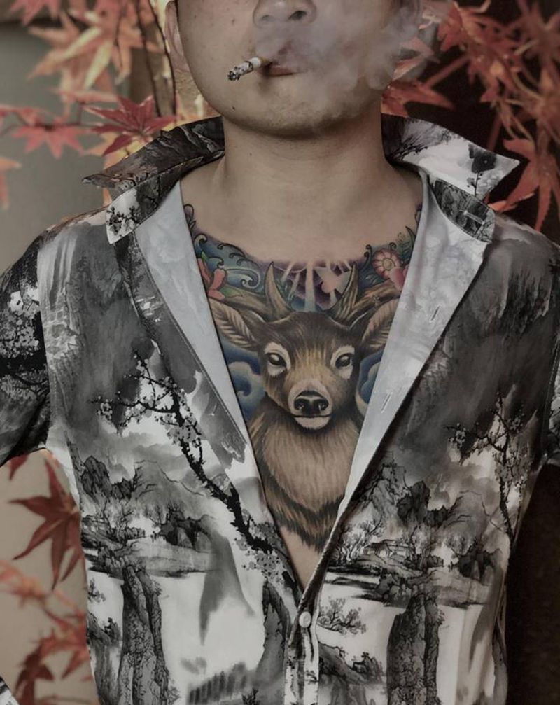 恢复后效果纹身图片_胸部欧美写实纹身图案