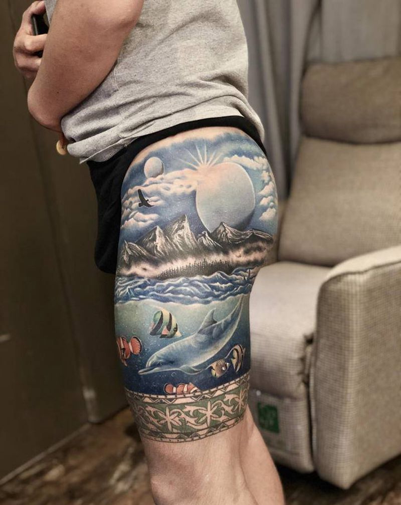 大自然纹身图片_欧美写实纹身图案