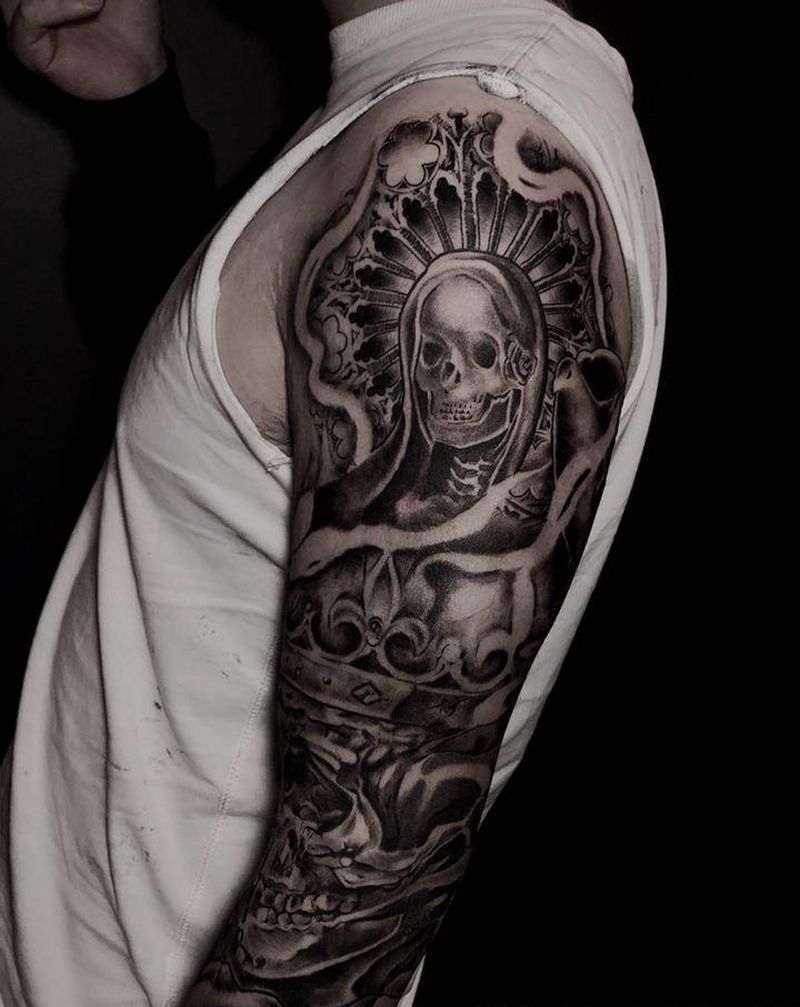 花臂纹身图片_手臂欧美写实纹身图案